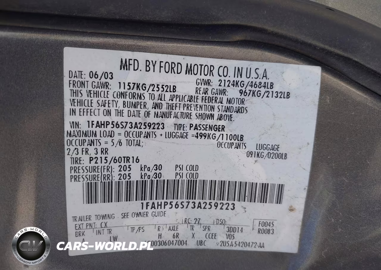2003 Ford Taurus Sel VIN:1FAHP56S73A259223 - 9
