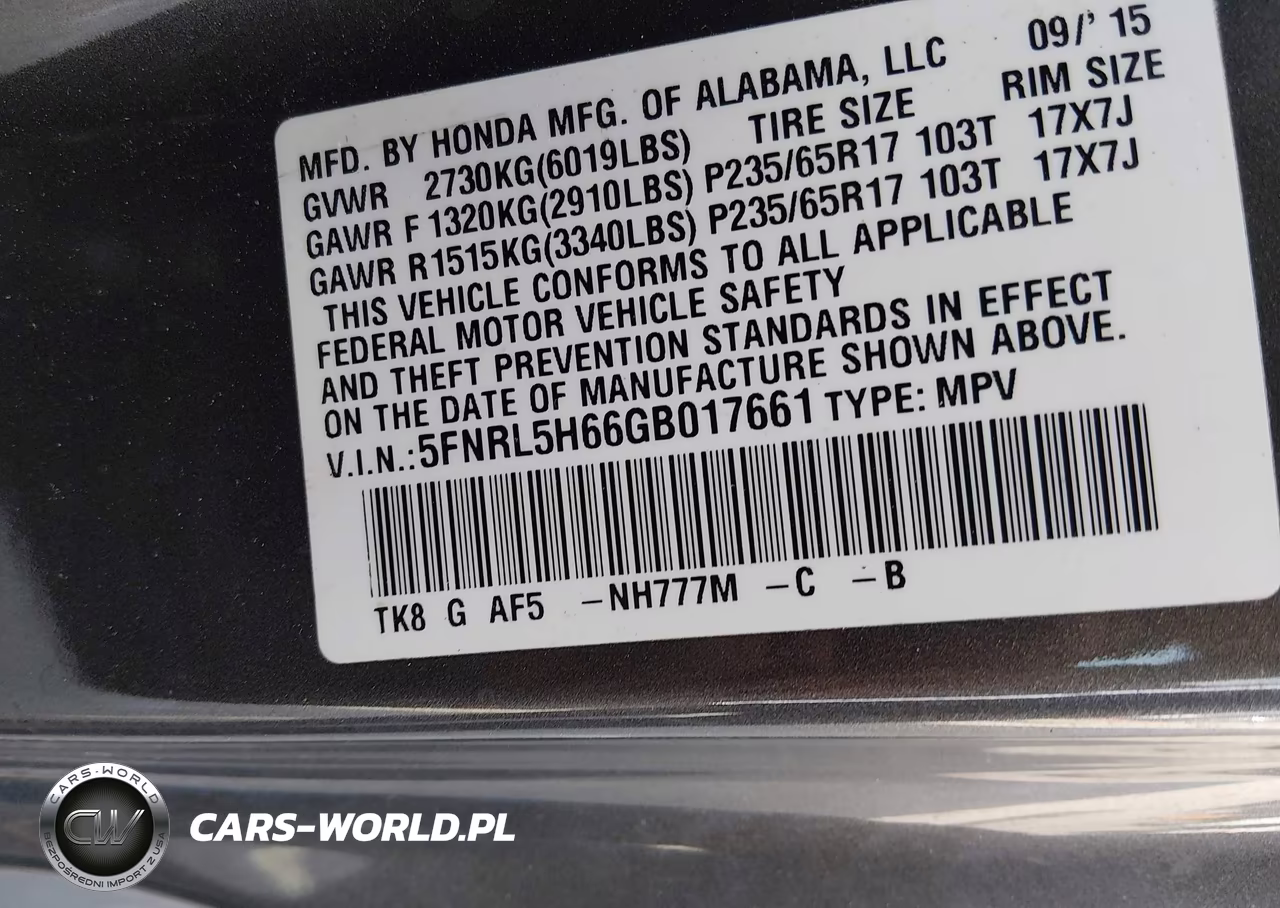 2016 Honda Odyssey Ex-L VIN:5FNRL5H66GB017661 - 9