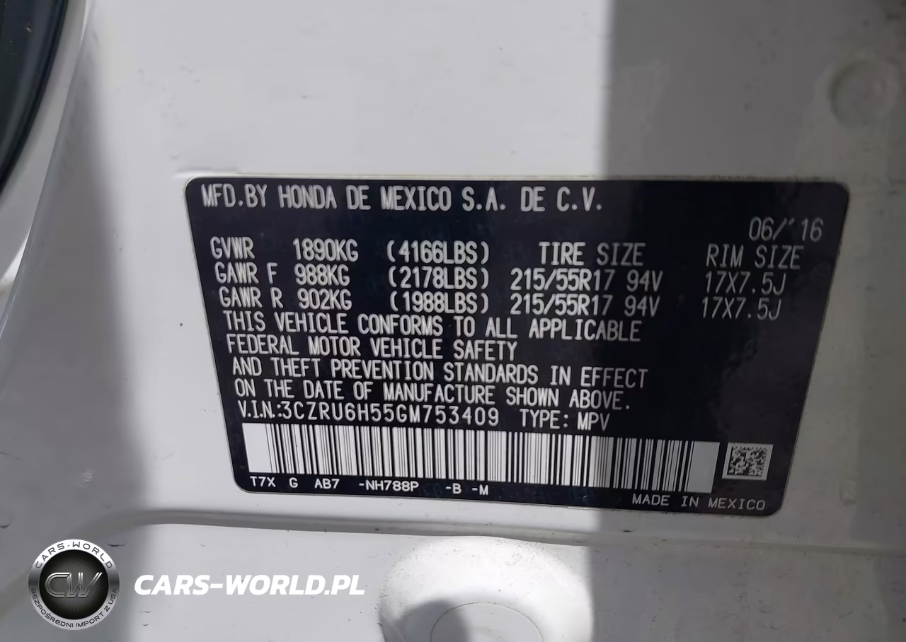2016 Honda Hr-V Ex VIN:3CZRU6H55GM753409 - 9
