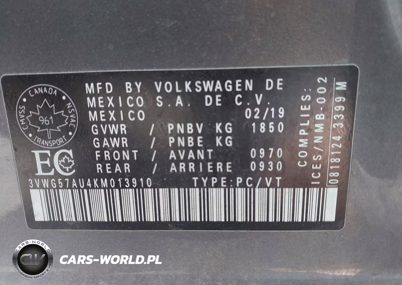 2019 Volkswagen Golf 1.4T S-1.4T Se VIN:3VWG57AU4KM013910 - 9