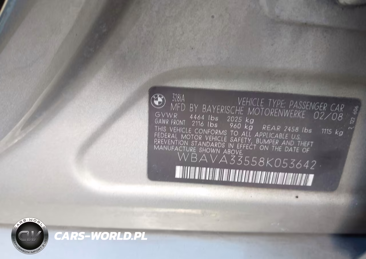 2008 BMW 328I VIN:WBAVA33558K053642 - 9
