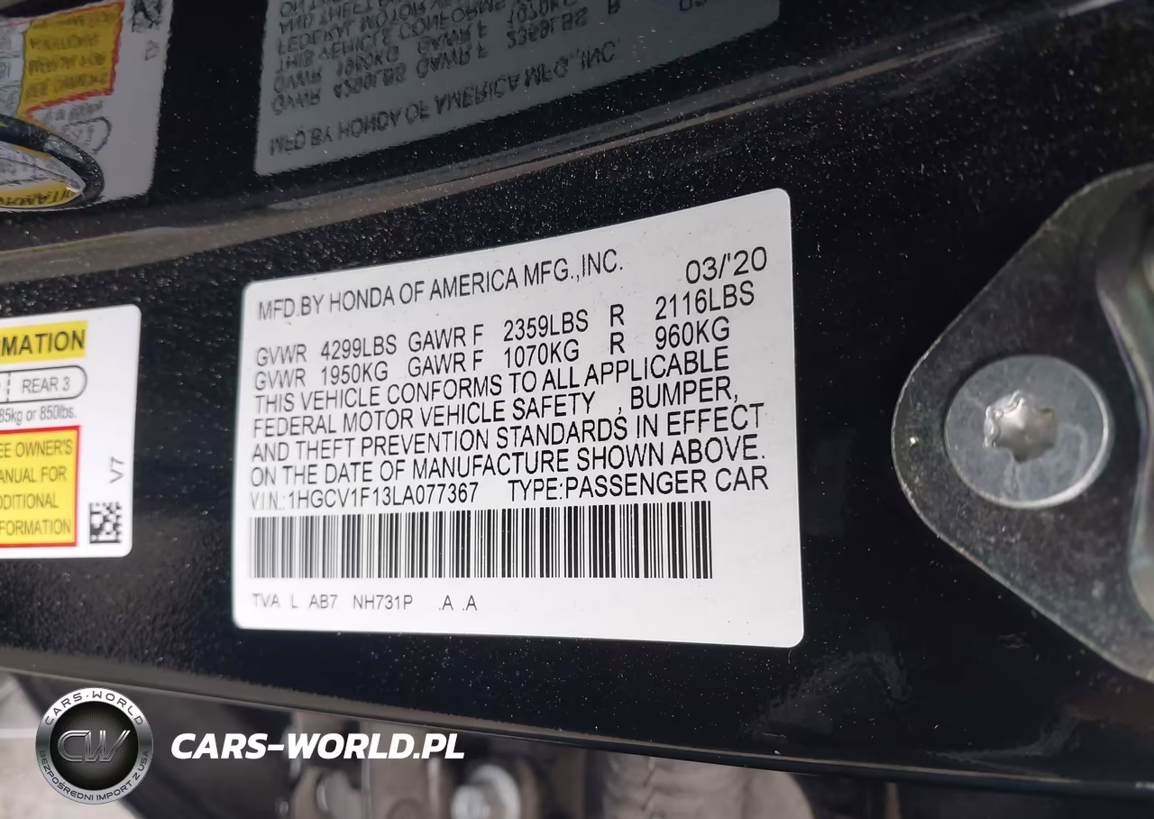 2020 Honda Accord Lx VIN:1HGCV1F13LA077367 - 9