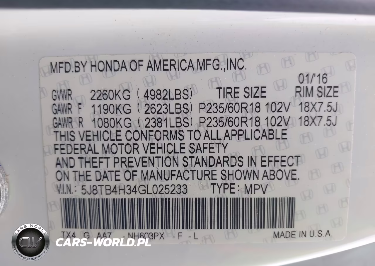 2016 Acura Rdx Acurawatch Plus Package VIN:5J8TB4H34GL025233 - 9