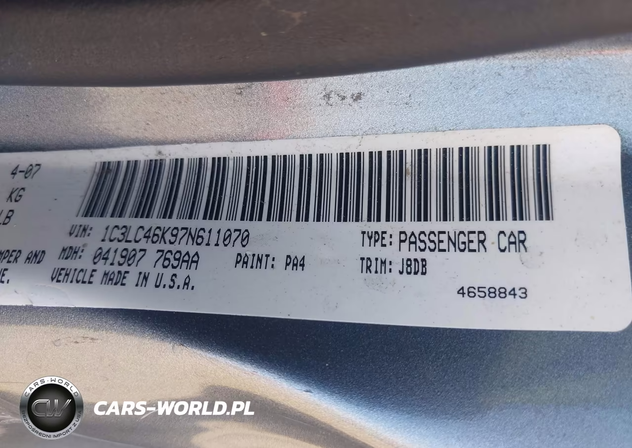 2007 Chrysler Sebring VIN:1C3LC46K97N611070 - 9