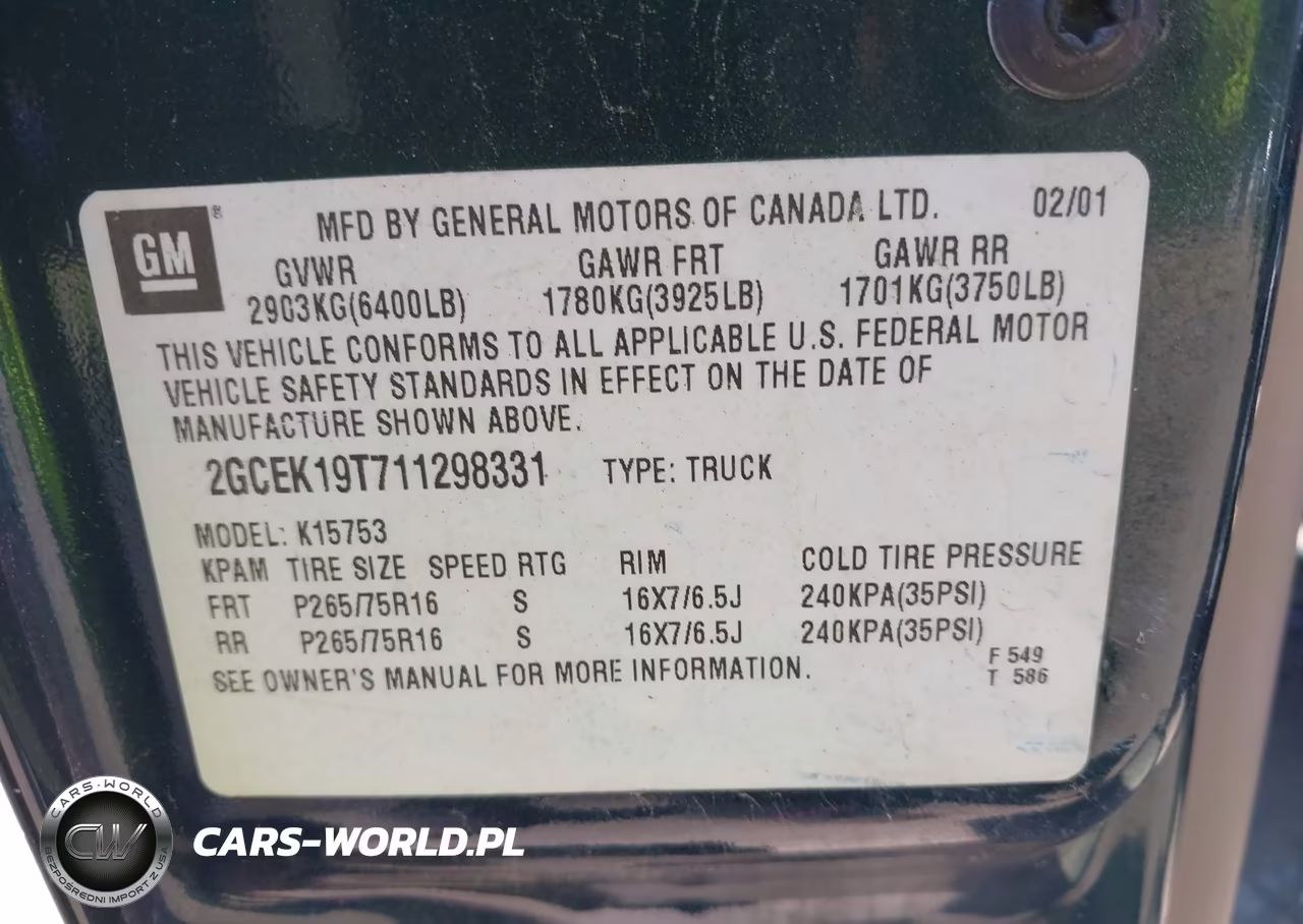 2001 Chevrolet Silverado 1500 Lt VIN:2GCEK19T711298331 - 9