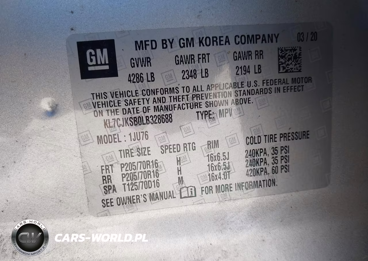 2020 Chevrolet Trax Fwd Ls VIN:KL7CJKSB0LB328688 - 9