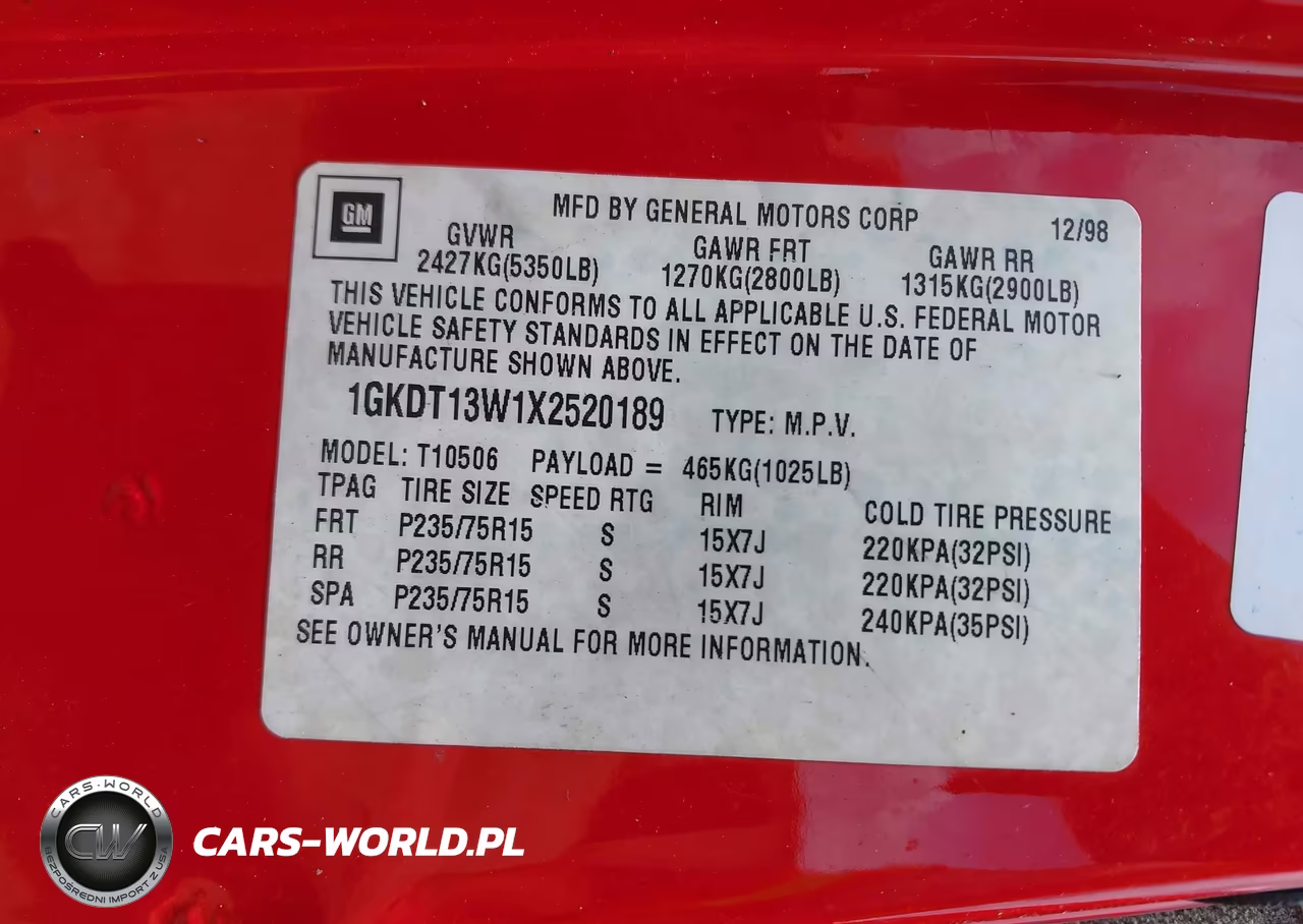 1999 GMC Jimmy Sle VIN:1GKDT13W1X2520189 - 9
