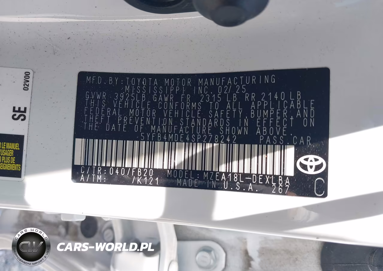 2025 Toyota Corolla Le VIN:5YFB4MDE4SP278242 - 9