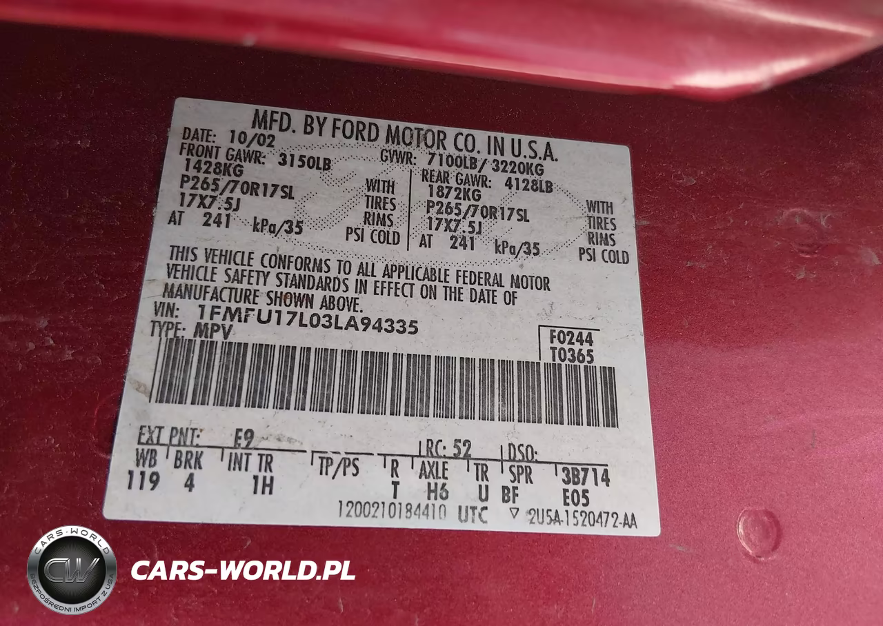 2003 Ford Expedition Eddie Bauer VIN:1FMFU17L03LA94335 - 9