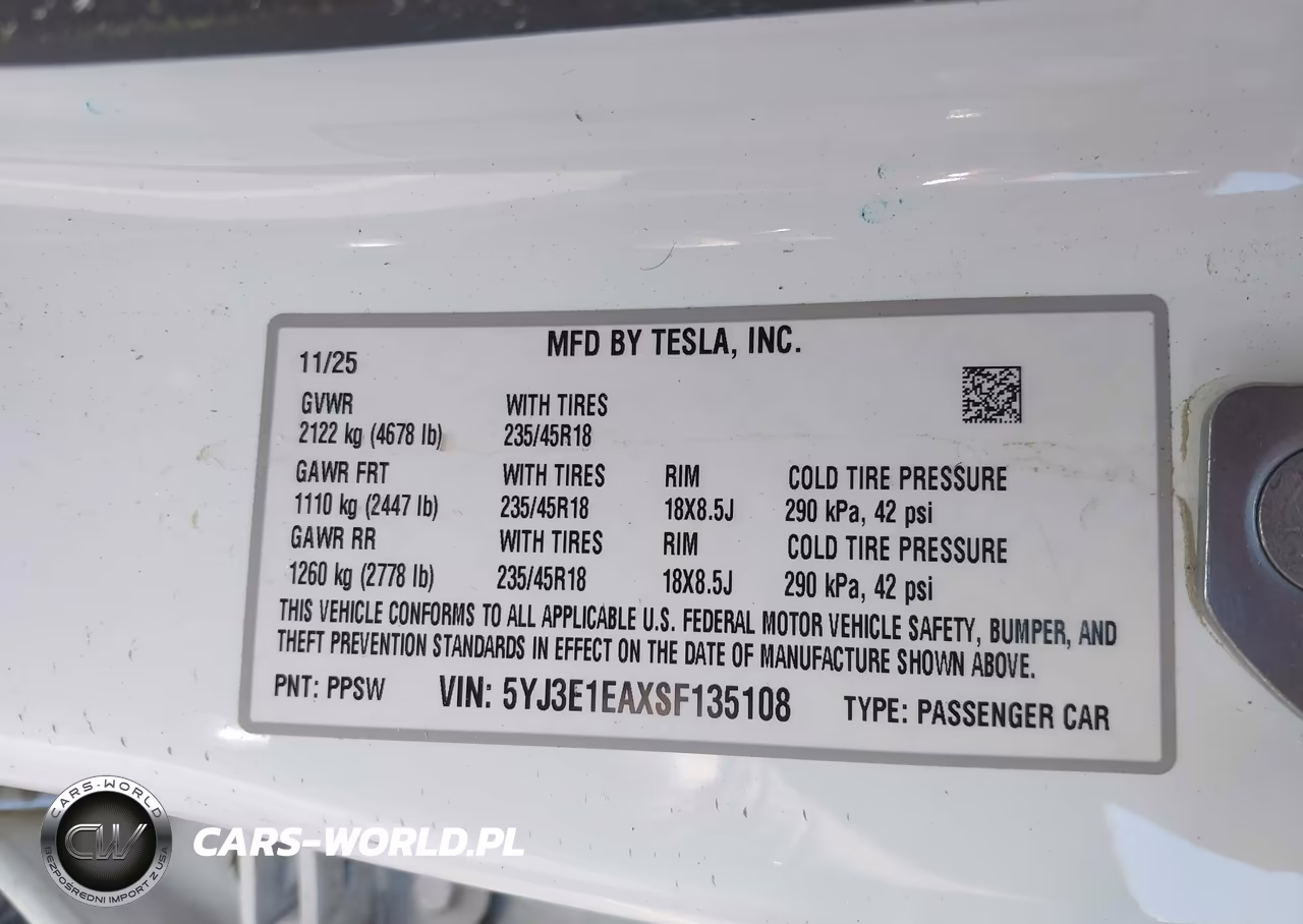 2025 Tesla Model 3 Long Range Rear-Wheel Drive-Standard Rear-Wheel Drive VIN:5YJ3E1EAXSF135108 - 9