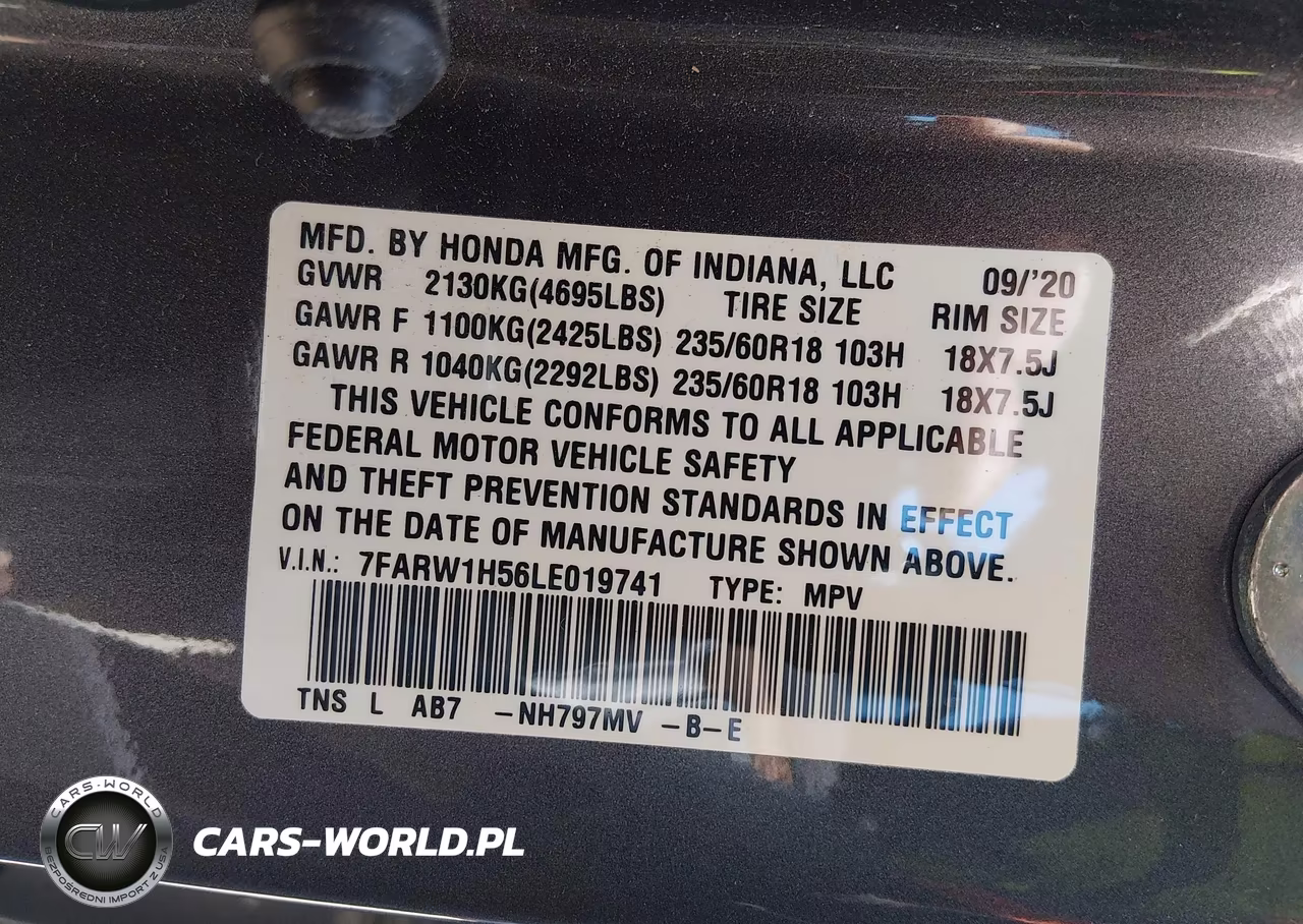 2020 Honda Cr-V 2Wd Ex VIN:7FARW1H56LE019741 - 9