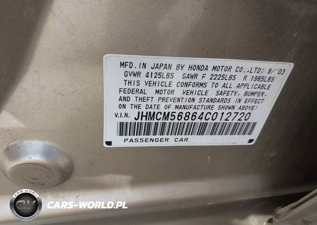 2004 Honda Accord 2.4 Ex VIN:JHMCM56864C012720 - 9