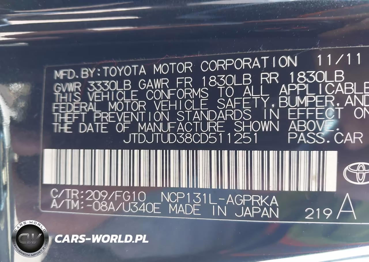 2012 Toyota Yaris Le VIN:JTDJTUD38CD511251 - 9