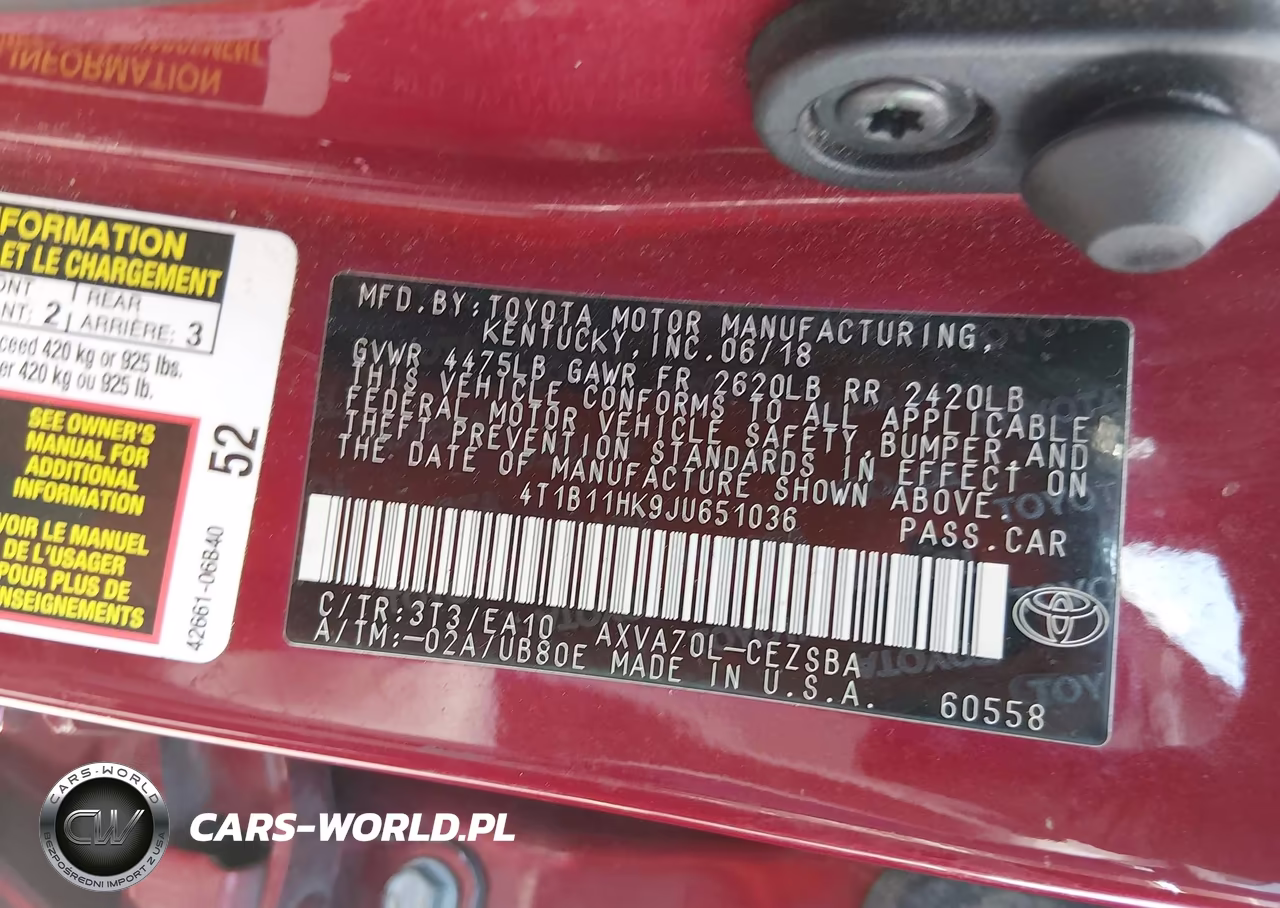 2018 Toyota Camry Se VIN:4T1B11HK9JU651036 - 9