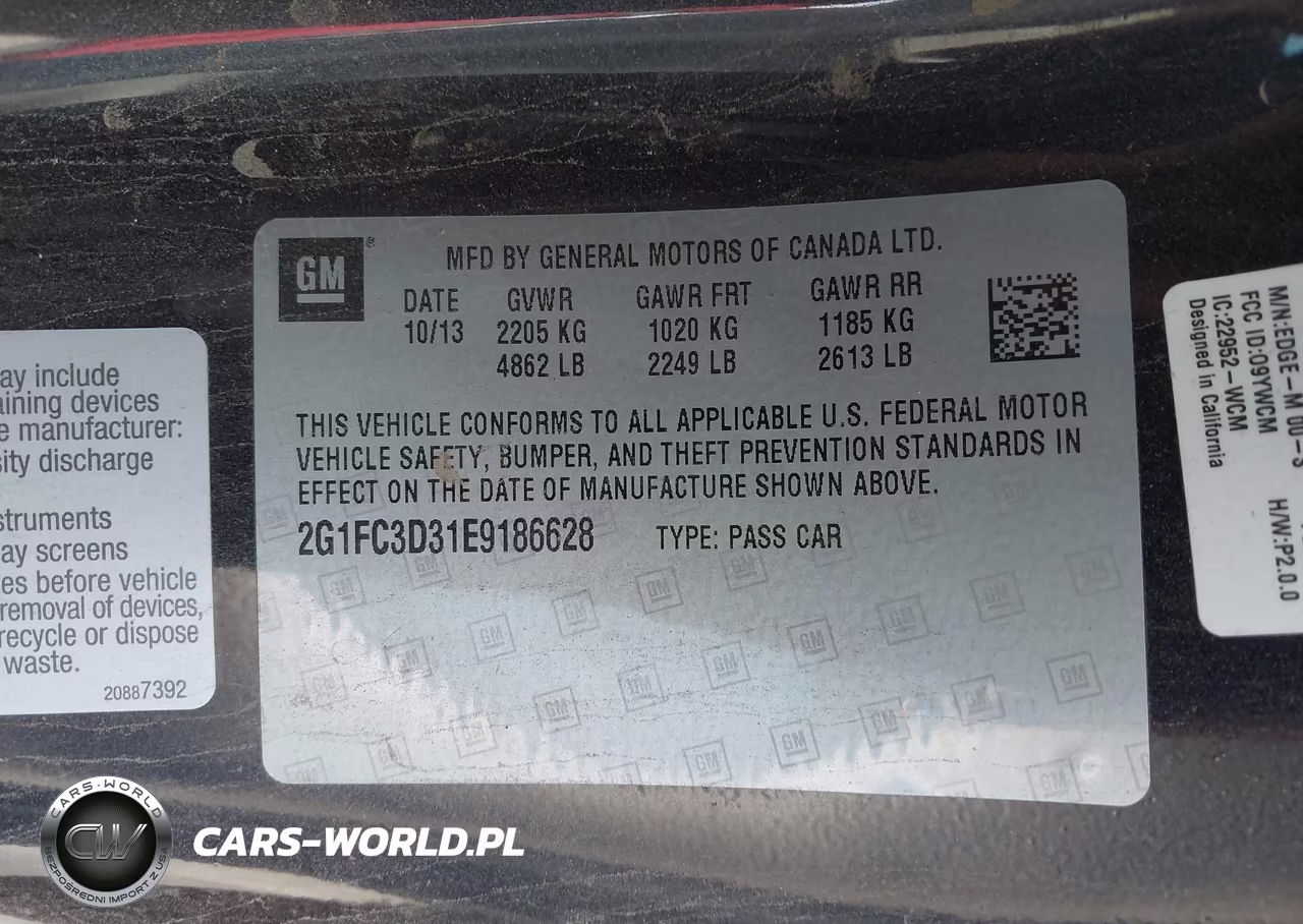 2014 Chevrolet Camaro 2Lt VIN:2G1FC3D31E9186628 - 9