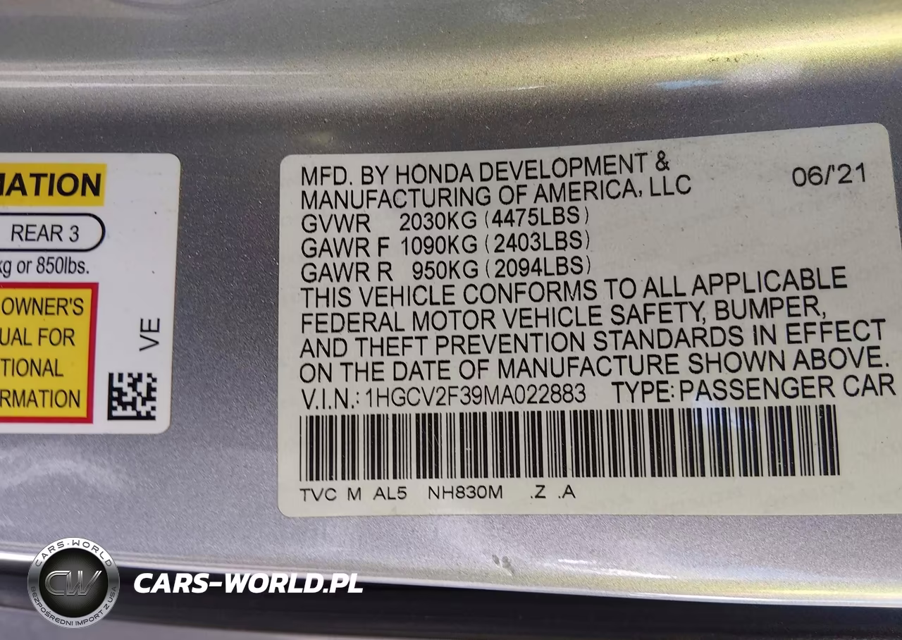 2021 Honda Accord Sport 2.0T VIN:1HGCV2F39MA022883 - 9