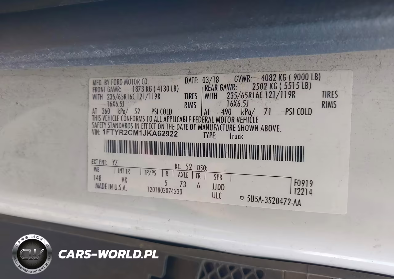 2018 Ford Transit-250 VIN:1FTYR2CM1JKA62922 - 9
