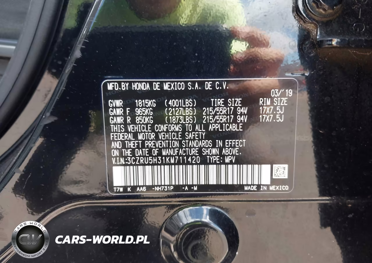 2019 Honda Hr-V Lx VIN:3CZRU5H31KM711420 - 9