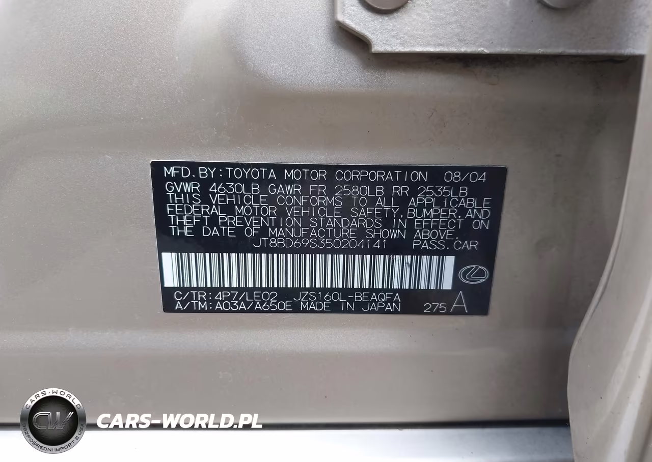 2005 Lexus Gs 300 VIN:JT8BD69S350204141 - 9