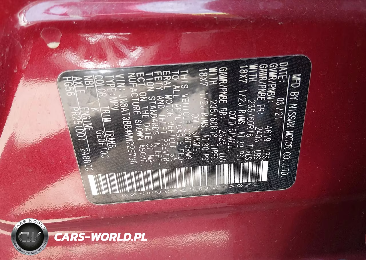 2021 Nissan Rogue Sv Intelligent Awd VIN:JN8AT3BB4MW229736 - 9