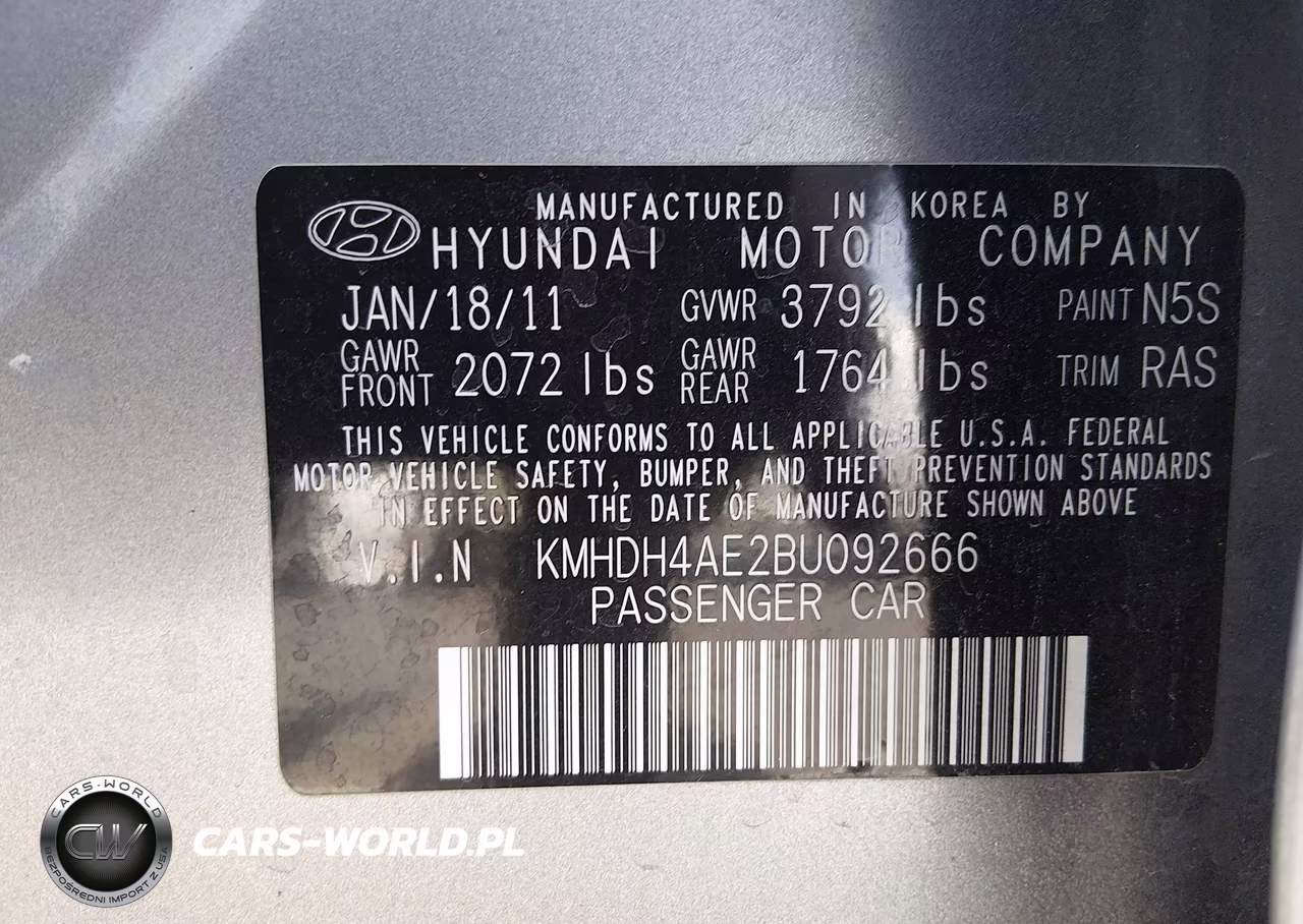 2011 Hyundai Elantra Gls (Ulsan Plant) VIN:KMHDH4AE2BU092666 - 9