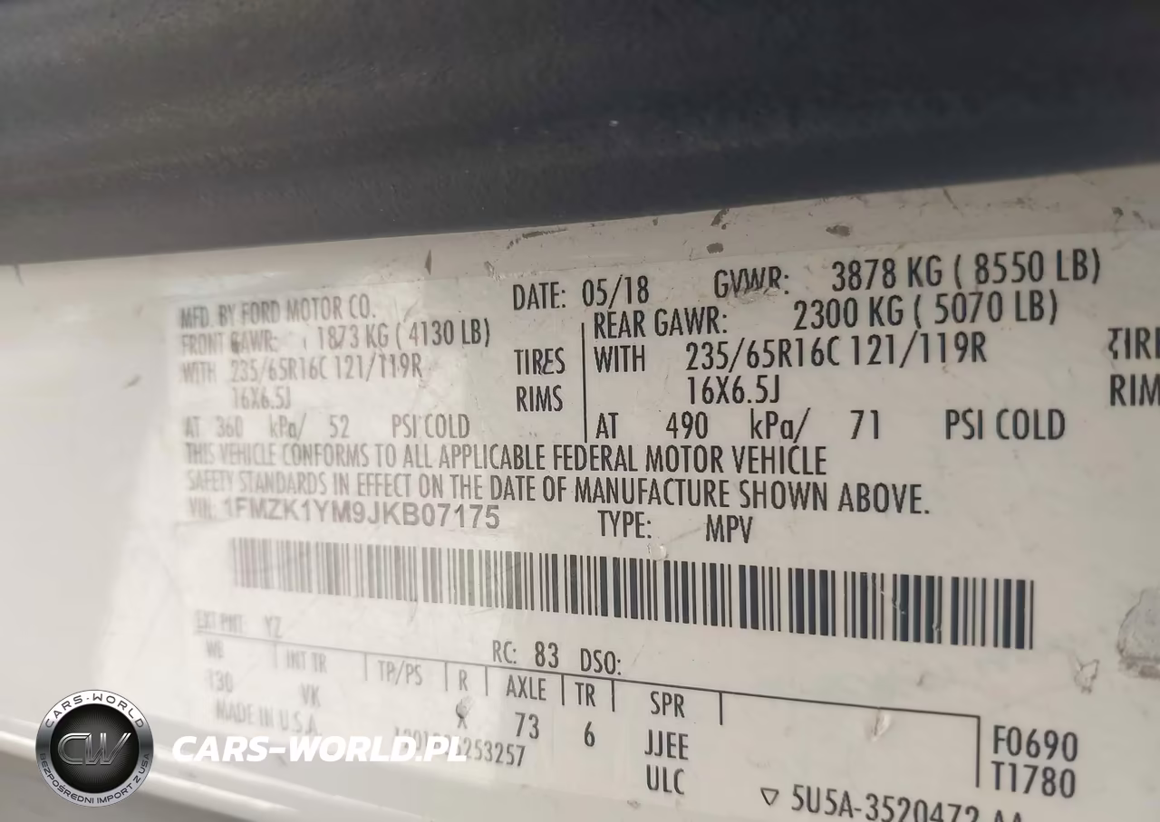 2018 Ford Transit-150 Xl VIN:1FMZK1YM9JKB07175 - 9