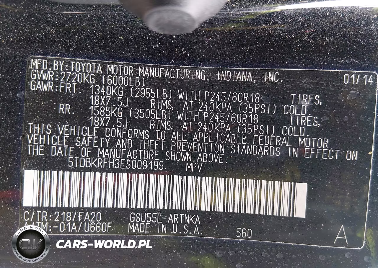 2014 Toyota Highlander Le Plus V6 VIN:5TDBKRFH3ES009199 - 9