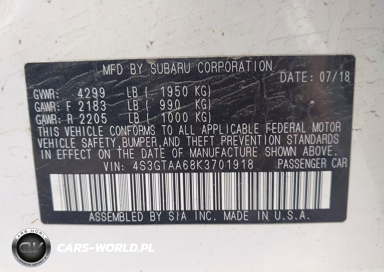 2019 Subaru Impreza 2.0I VIN:4S3GTAA68K3701918 - 9