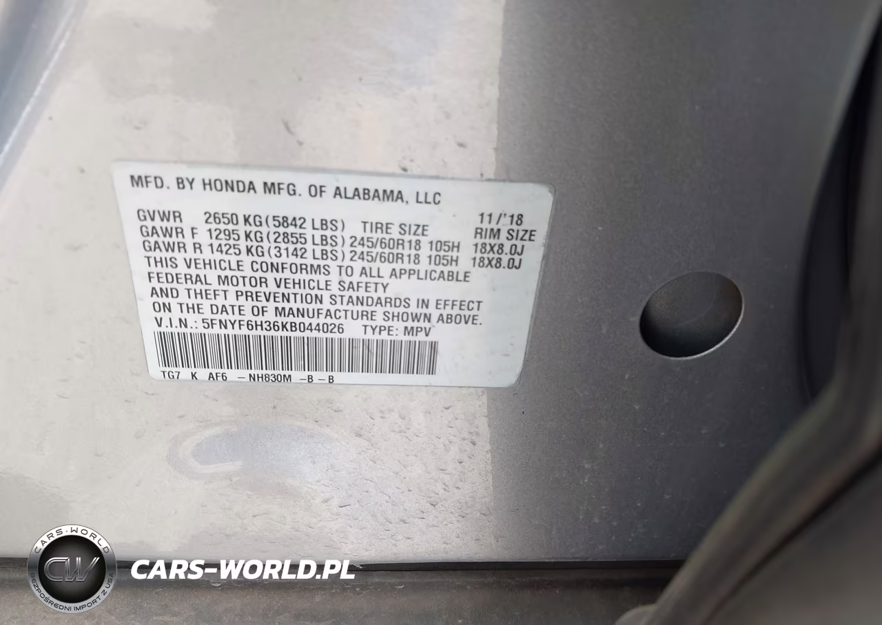 2019 Honda Pilot Ex VIN:5FNYF6H36KB044026 - 9