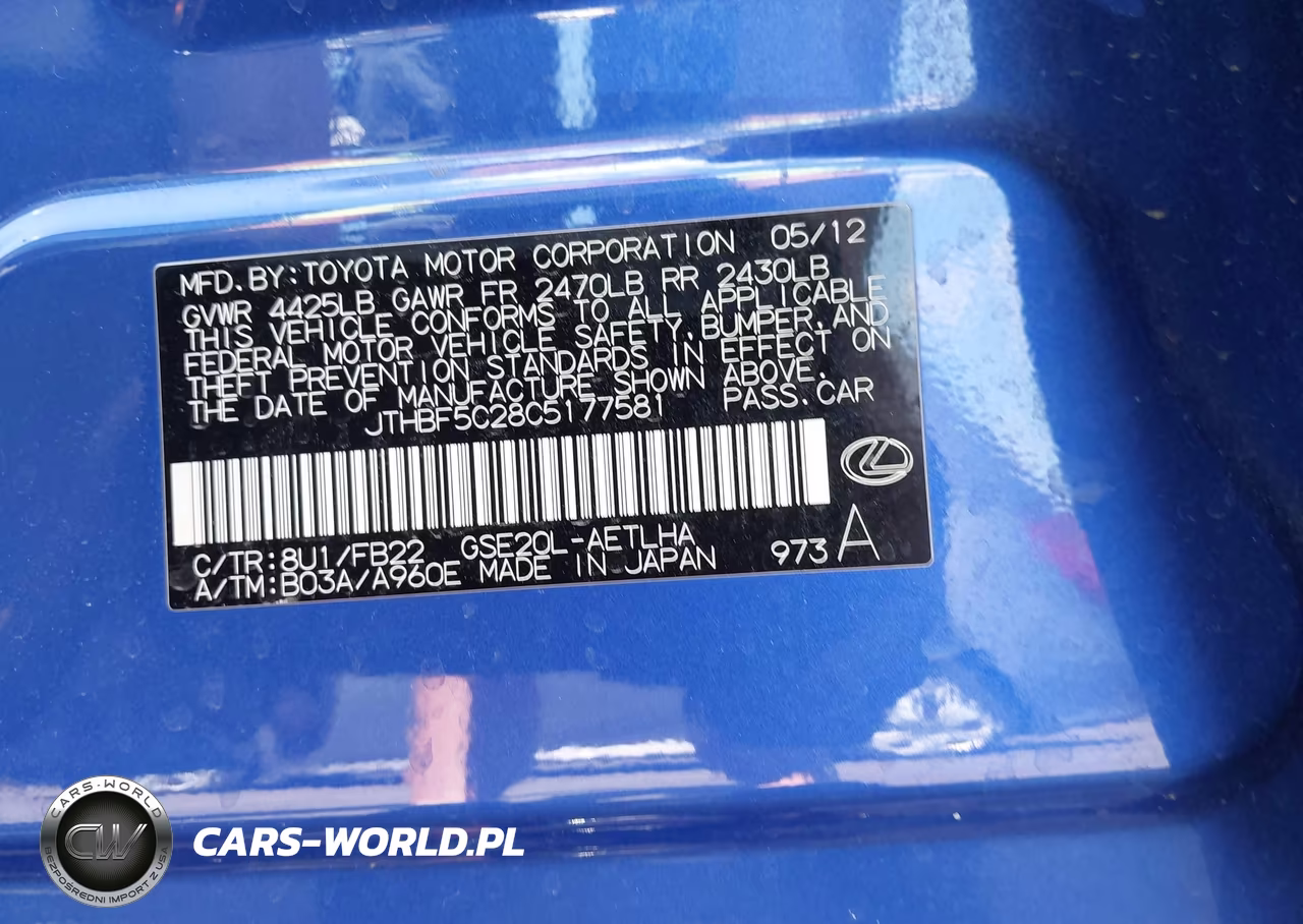 2012 Lexus Is 250 VIN:JTHBF5C28C5177581 - 9