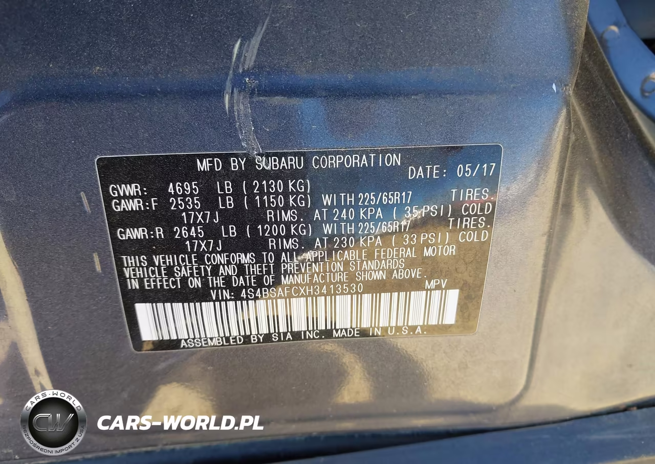 2017 Subaru Outback 2.5I Premium VIN:4S4BSAFCXH3413530 - 9
