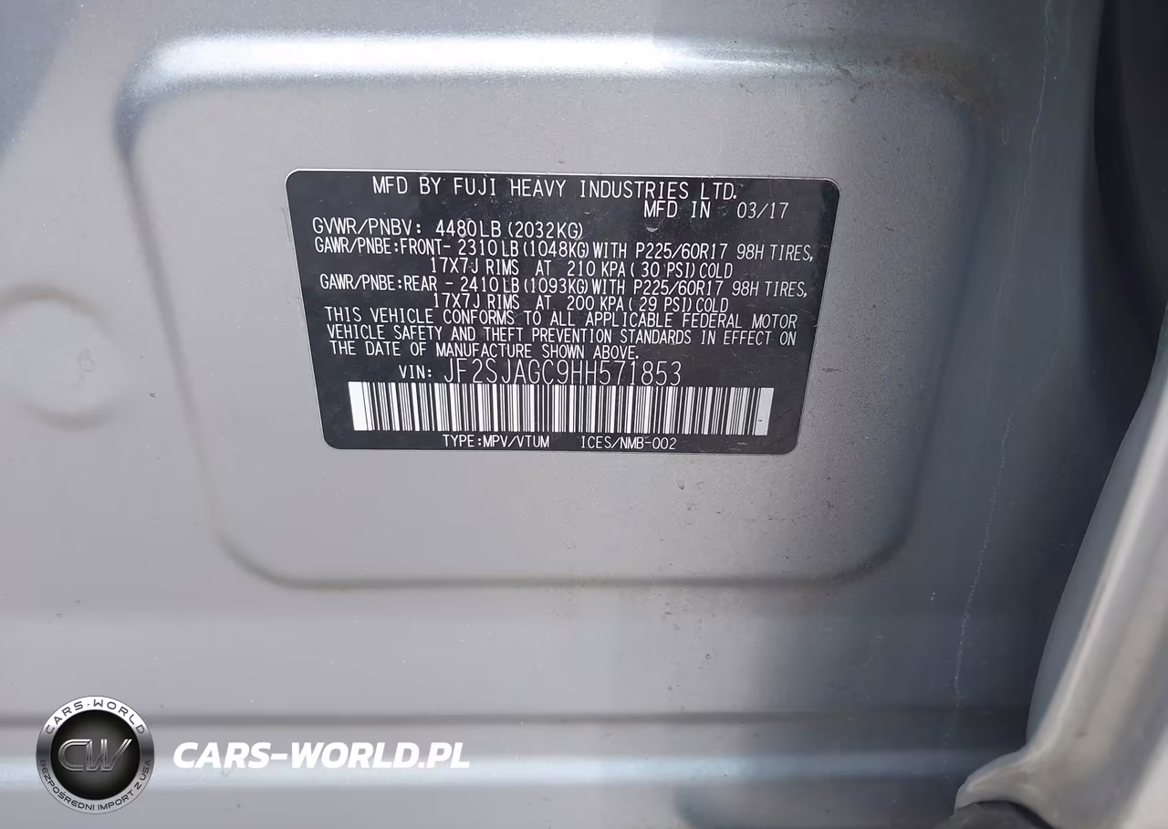 2017 Subaru Forester 2.5I Premium VIN:JF2SJAGC9HH571853 - 9