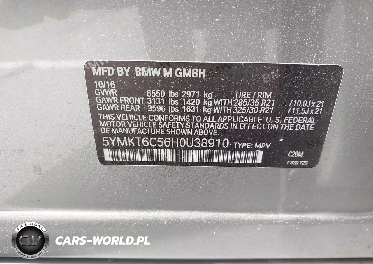 2017 BMW X5 M VIN:5YMKT6C56H0U38910 - 9
