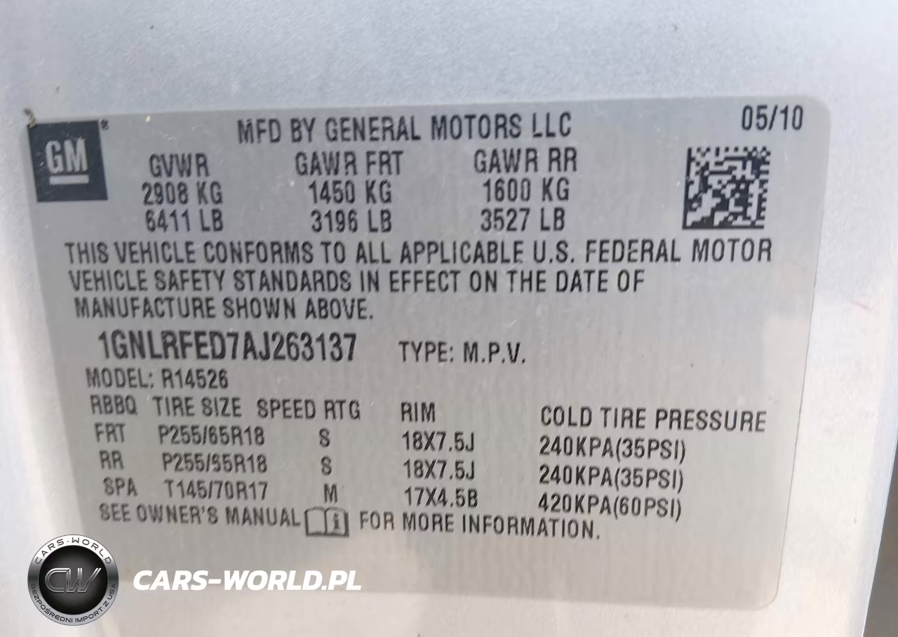 2010 Chevrolet Traverse Lt VIN:1GNLRFED7AJ263137 - 9