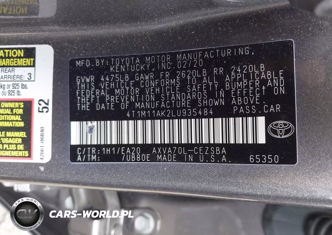 2020 Toyota Camry Se VIN:4T1M11AK2LU935484 - 9