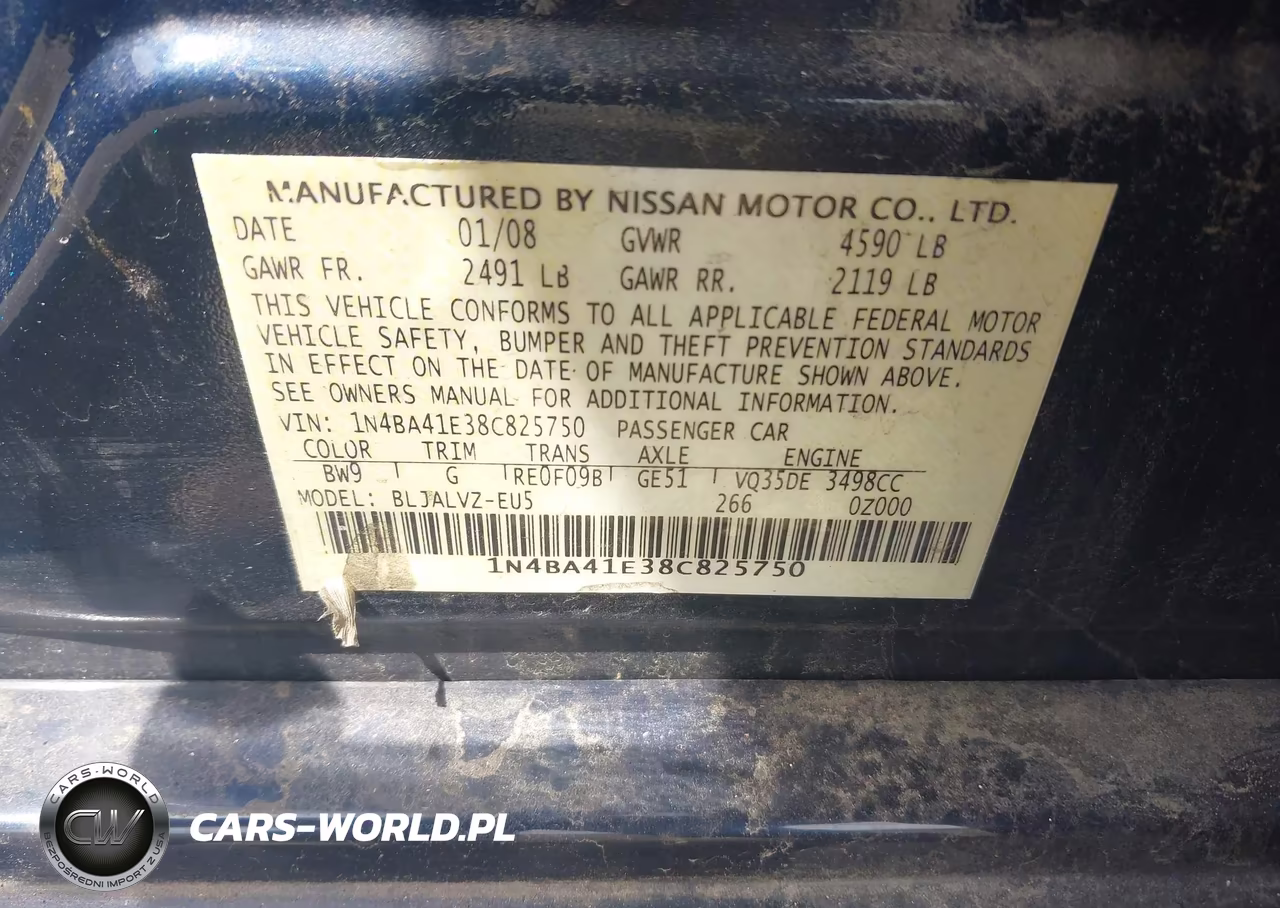 2008 Nissan Maxima 3.5 Se VIN:1N4BA41E38C825750 - 9