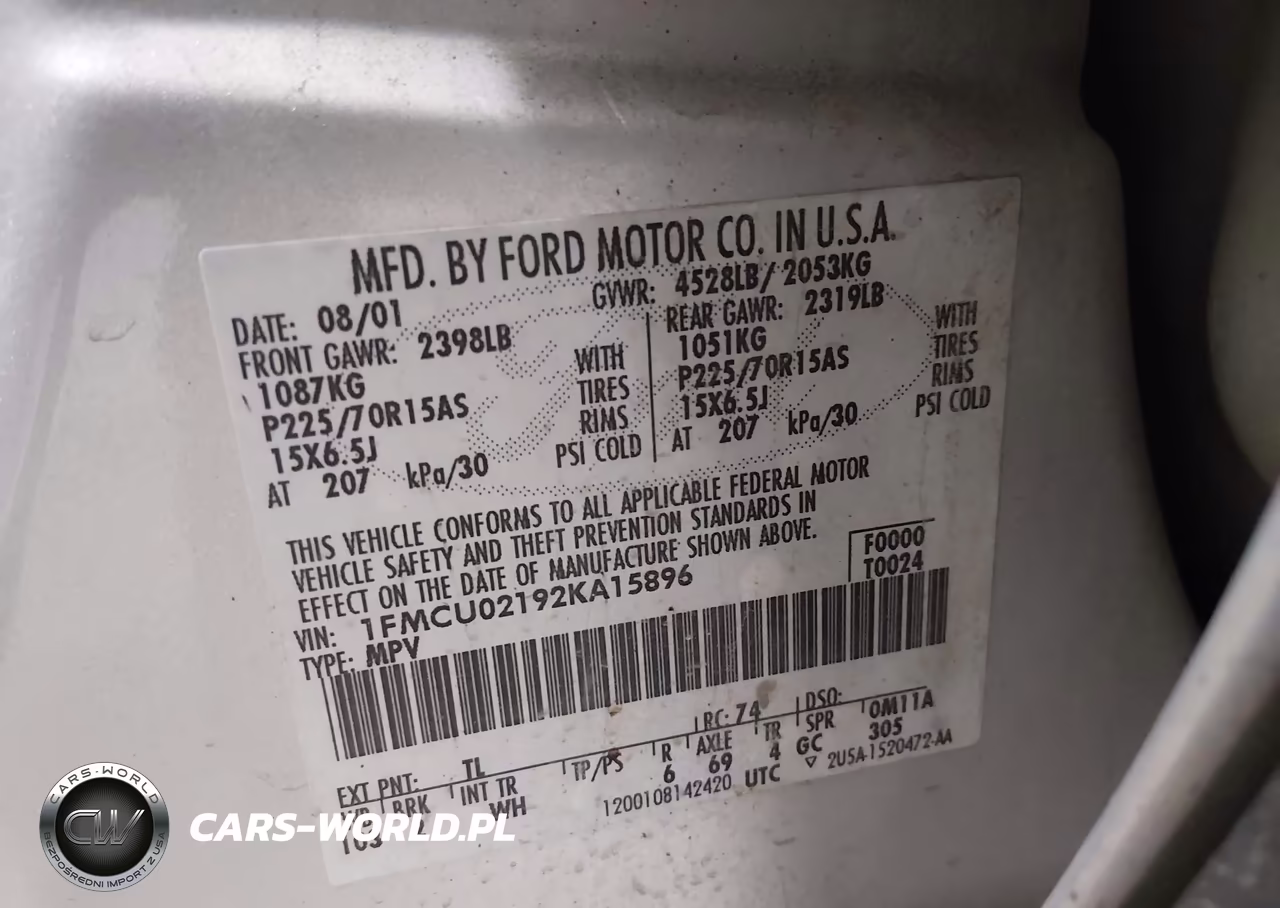 2002 Ford Escape Xls VIN:1FMCU02192KA15896 - 9