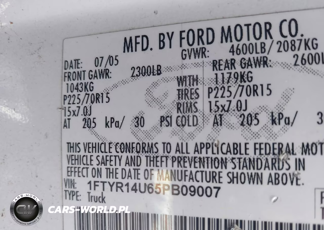 2005 Ford Ranger Edge-Stx-Xl-Xlt VIN:1FTYR14U65PB09007 - 9