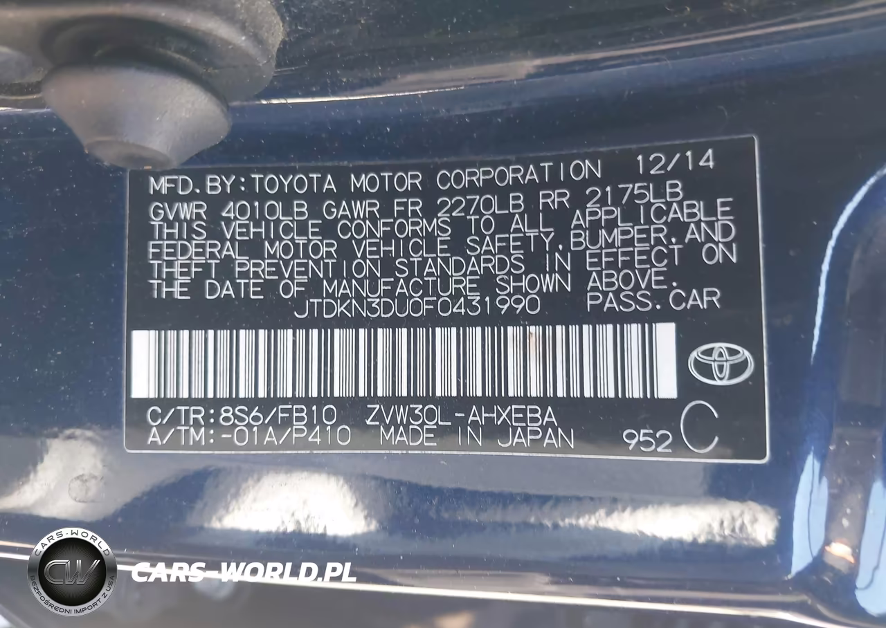 2015 Toyota Prius Two VIN:JTDKN3DU0F0431990 - 9
