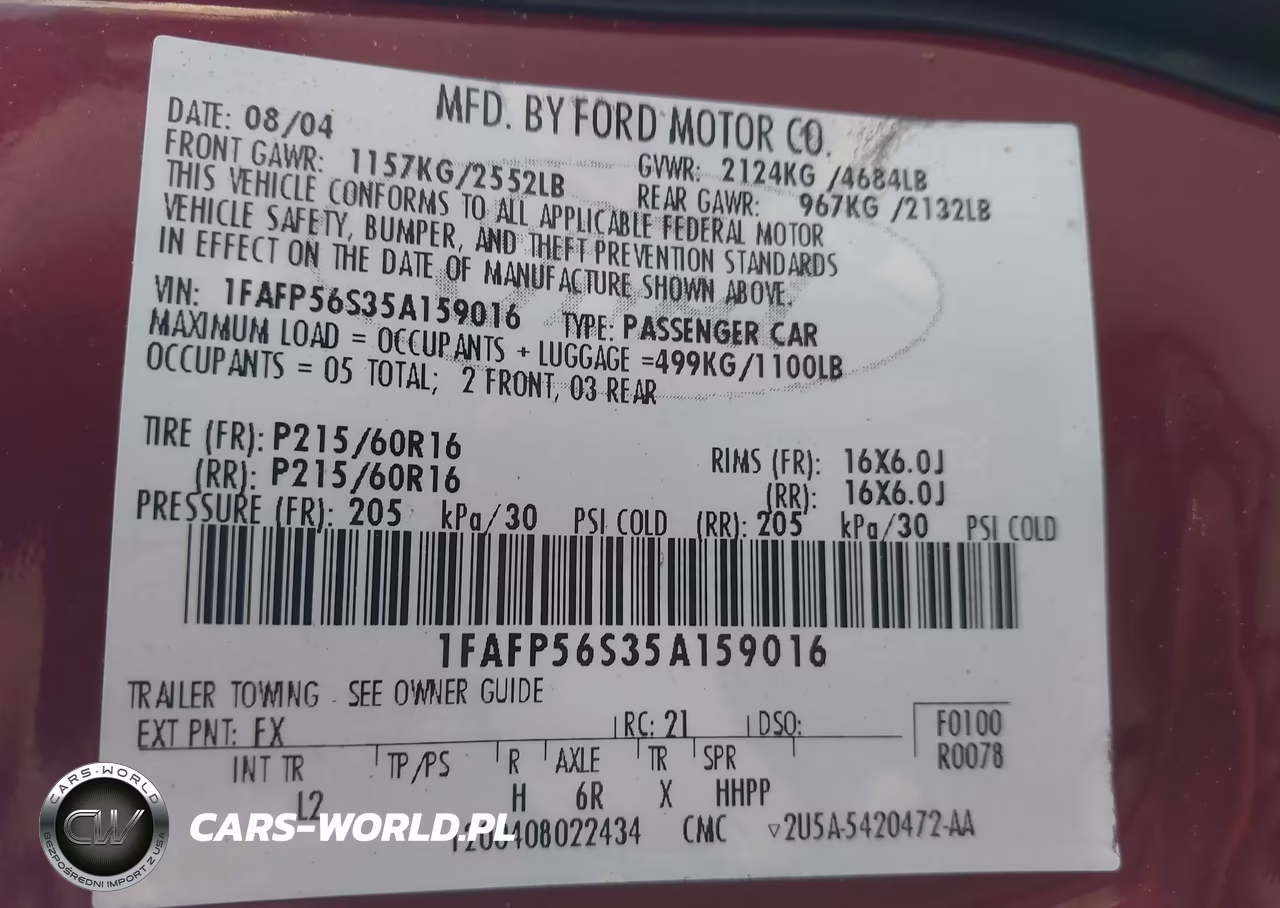 2005 Ford Taurus Sel VIN:1FAFP56S35A159016 - 9