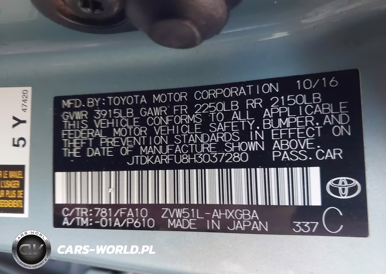 2017 Toyota Prius Three VIN:JTDKARFU8H3037280 - 9