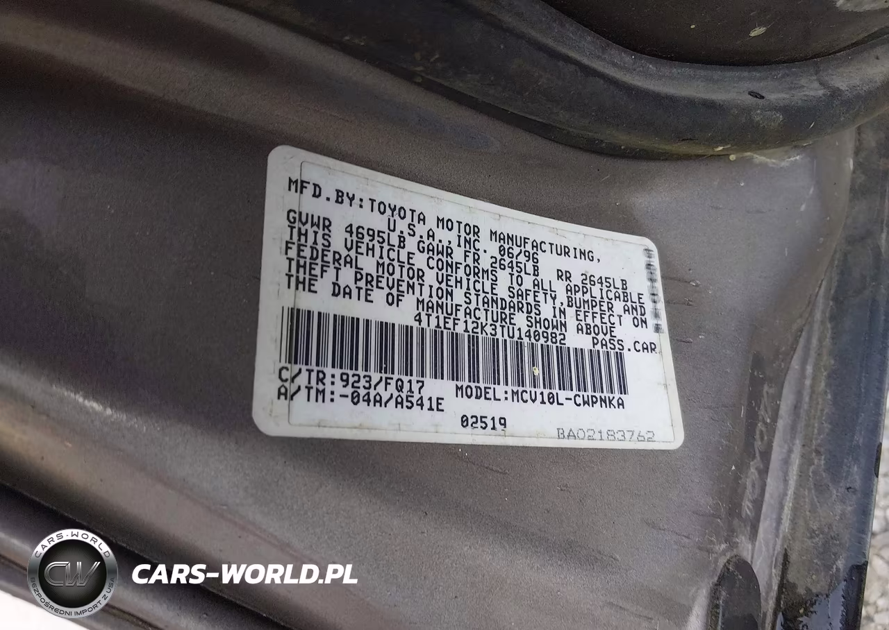1996 Toyota Camry Le VIN:4T1EF12K3TU140982 - 9