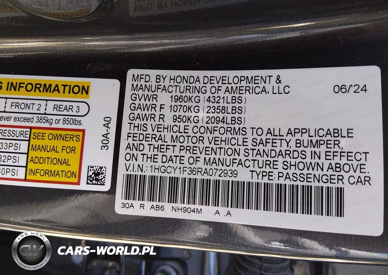 2024 Honda Accord Ex VIN:1HGCY1F36RA072939 - 9
