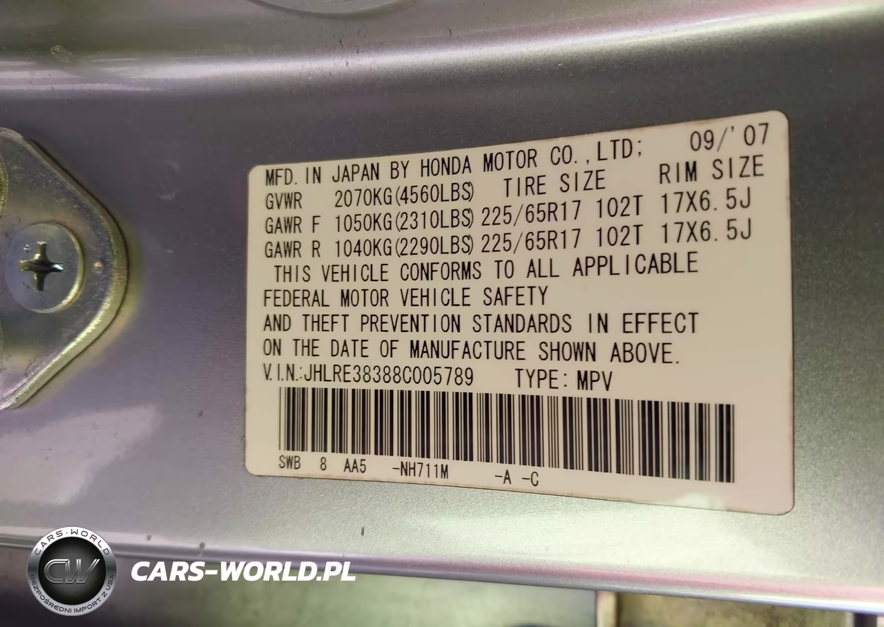 2008 Honda Cr-V Lx VIN:JHLRE38388C005789 - 9