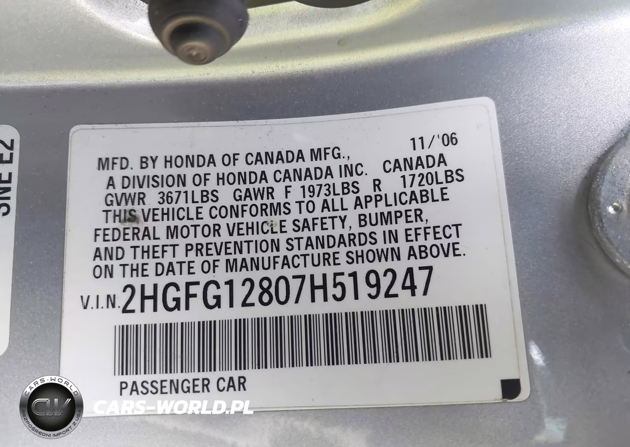 2007 Honda Civic Ex VIN:2HGFG12807H519247 - 9