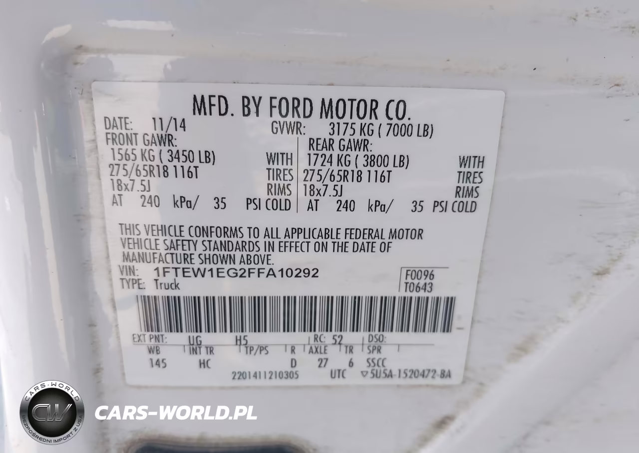 2015 Ford F-150 Lariat VIN:1FTEW1EG2FFA10292 - 9