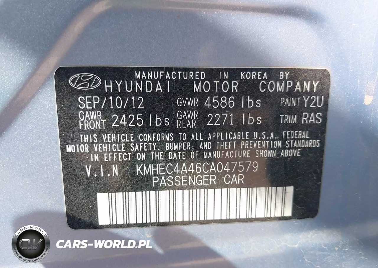 2012 Hyundai Sonata Hybrid VIN:KMHEC4A46CA047579 - 9