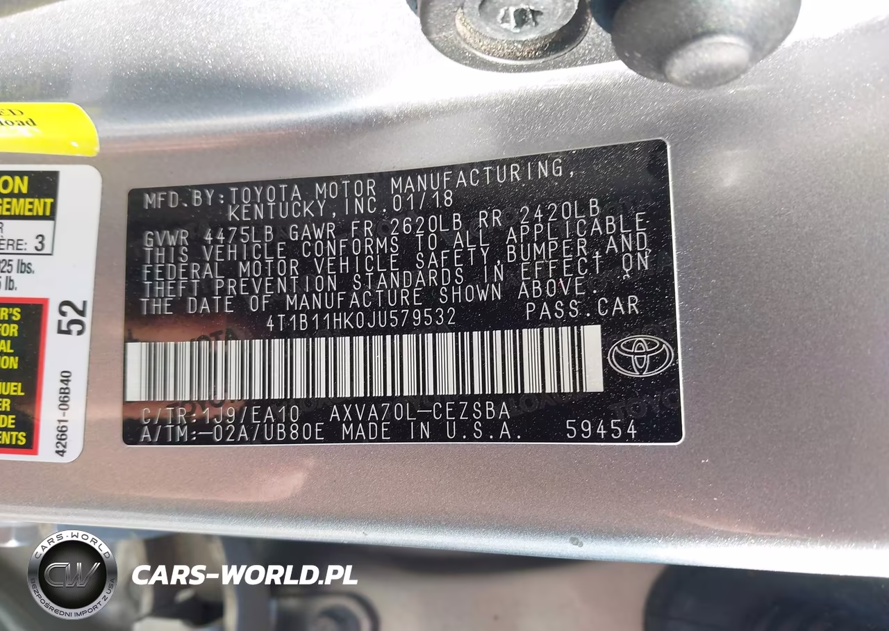 2018 Toyota Camry Se VIN:4T1B11HK0JU579532 - 9