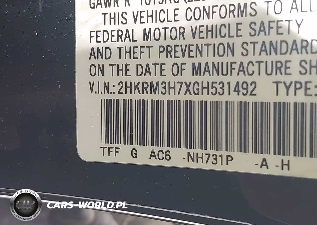 2016 Honda Cr-V Ex-L VIN:2HKRM3H7XGH531492 - 9