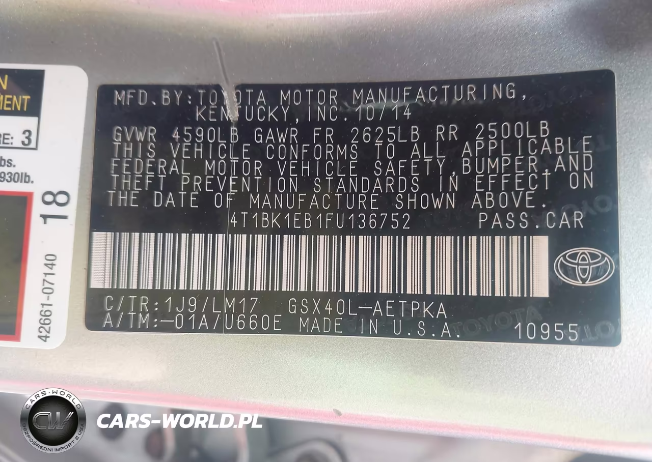 2015 Toyota Avalon Limited VIN:4T1BK1EB1FU136752 - 9